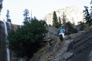 Jordan on the stairs near the top